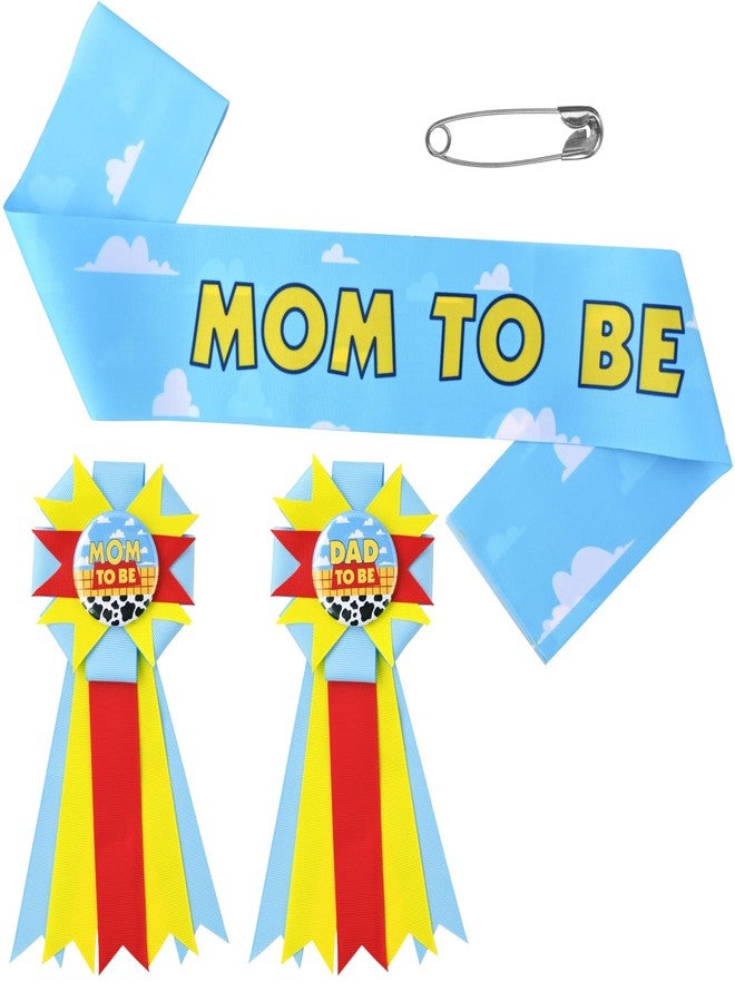Aufee Baby Shower Games Blue Mom to Be Sash Baby Boy Shower Decorations, Mommy Daddy to Be Corsage Pins Set for Maternity Dress Belt Present - Image 1