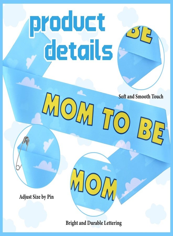 Aufee Baby Shower Games Blue Mom to Be Sash Baby Boy Shower Decorations, Mommy Daddy to Be Corsage Pins Set for Maternity Dress Belt Present - Image 5