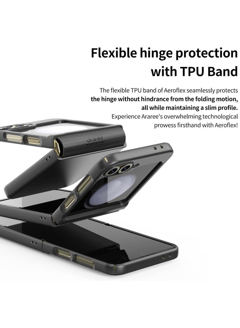 araree - araree Aero Flex Samsung Galaxy Z Flip 6 Case with Hinge Protection Protective Slim Cover Protective Body (PC) with Hinge Protector TPU Compatible with Samsung Galaxy Z Flip 6 5G - Cream - Image 1