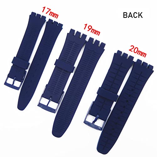 Lijinlan Replacement Silicone Band for Swatch 17mm 19mm 20mm, Waterproof Wristband Watch Strap for Swatch (19mm, Navy) - Image 3