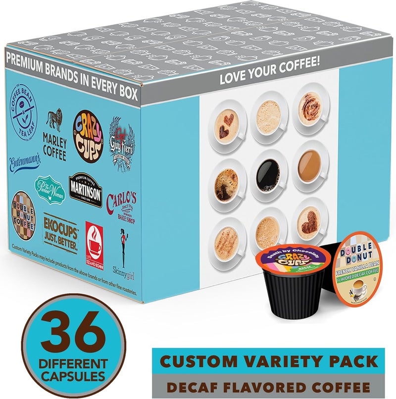 Crazy Cups Flavored Decaf Coffee Pods Variety Pack - 36 Count Assorted Decaffeinated Flavored Coffee Sampler Compatible with Keurig K Cups - Image 2