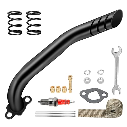 XIKOBY 212cc Exhaust Pipe Kit Compatible with Predator 212 196cc 224cc Coleman Mini Bike CT200U CT200U-EX BT200X KT196 Go Kart Baja Warrior GX160 GX200 OHV Clone Engine Parts w/Valve Springs (Black) - Image 1