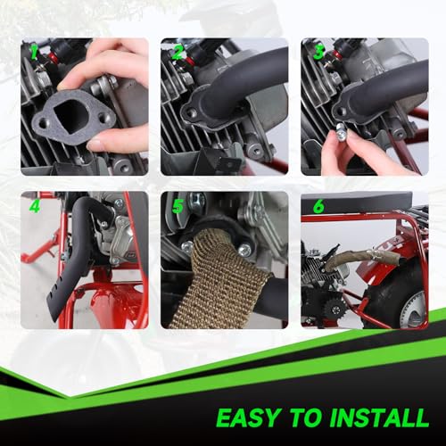 XIKOBY 212cc Exhaust Pipe Kit Compatible with Predator 212 196cc 224cc Coleman Mini Bike CT200U CT200U-EX BT200X KT196 Go Kart Baja Warrior GX160 GX200 OHV Clone Engine Parts w/Valve Springs (Black) - Image 4