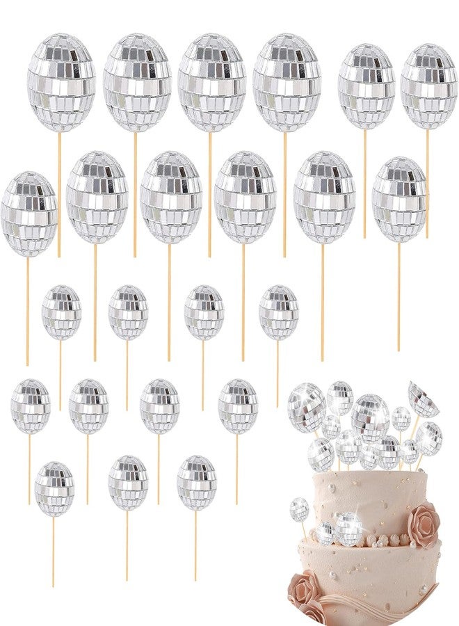 WedFeir 24pcs Disco Ball Cupcake Toppers Disco Ball Birthday Party Decorations, 1970s Disco Ball Cake Picks Theme Cake Decor for Disco Theme Party Favor. - Image 1