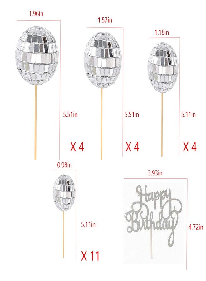 WedFeir 24pcs Disco Ball Cupcake Toppers Disco Ball Birthday Party Decorations, 1970s Disco Ball Cake Picks Theme Cake Decor for Disco Theme Party Favor. - Image 3