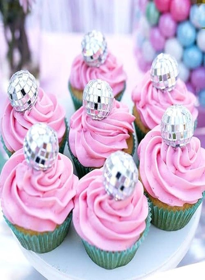 WedFeir 24pcs Disco Ball Cupcake Toppers Disco Ball Birthday Party Decorations, 1970s Disco Ball Cake Picks Theme Cake Decor for Disco Theme Party Favor. - Image 5