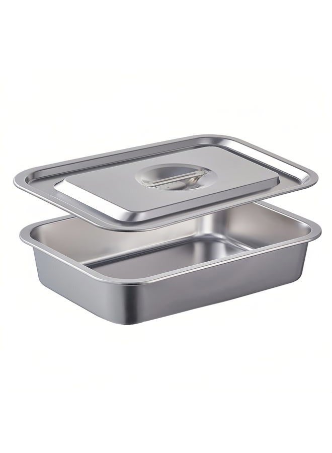 CozyState 4 Inch Extra Deep Lasagna Pan with Lid, 11.6x15.6 Inch 9.2QT Large Stainless Steel Nonstick Lasagna Baking Roasting Dish Pan for Oven(L, 1 Pack) - Image 1