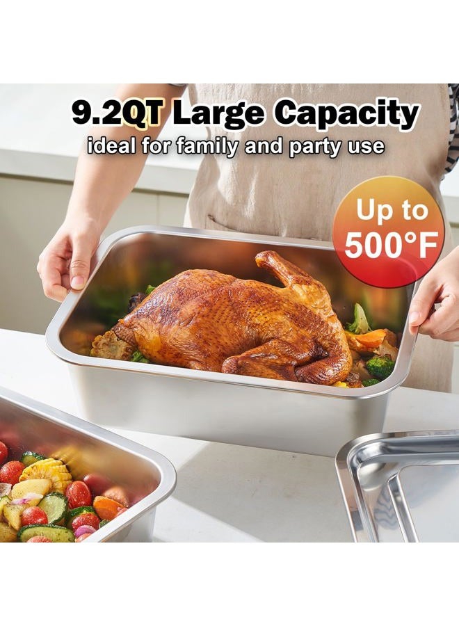 CozyState 4 Inch Extra Deep Lasagna Pan with Lid, 11.6x15.6 Inch 9.2QT Large Stainless Steel Nonstick Lasagna Baking Roasting Dish Pan for Oven(L, 1 Pack) - Image 4