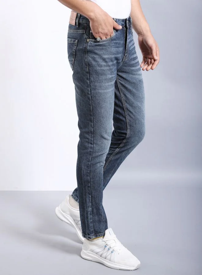 شركة المرآب الهندية Men Slim Fit Solid Mid-Rise Stretchable Jeans