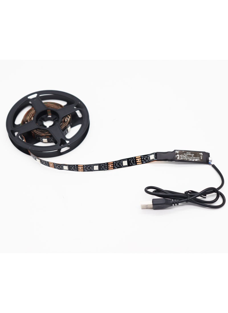 Teso - LED Sound Sync Strip Light 2M Multicolor with Remote Control, USB Powered, Ideal for TV Backlighting, Gaming Room, Bedroom, Indoor Decor and Desktop Computer Decoration - Image 1