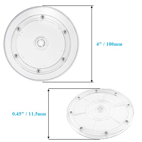 Jersvimc Jersvims 2Pcs 4 Inch Acrylic Turntable Platter, Transparent Turntable Organizer Round Rotating Plate for Kitchen Pantry Cabinet Desk Rack Spice Cake Cookie Decorating - Image 4