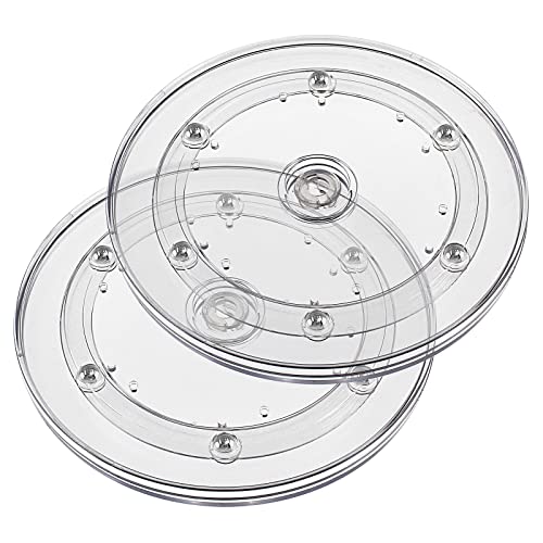 Jersvimc Jersvims 2Pcs 4 Inch Acrylic Turntable Platter, Transparent Turntable Organizer Round Rotating Plate for Kitchen Pantry Cabinet Desk Rack Spice Cake Cookie Decorating - Image 1