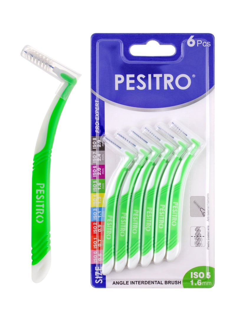 PESITRO ANGLE Interdental Brush Size 5 (1.6 mm) | Precise Cleaning for Braces, Bridges & Medium Gaps - Image 1