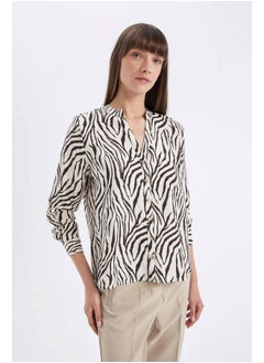 DeFacto Woman Woven Regular Fit C Neck Long Sleeve Shirt  - Image 4