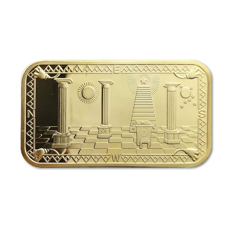 Glamtune Freemason Challenge Coin Masonic Symbol Gold Clad Bar Mason Coin - Image 4