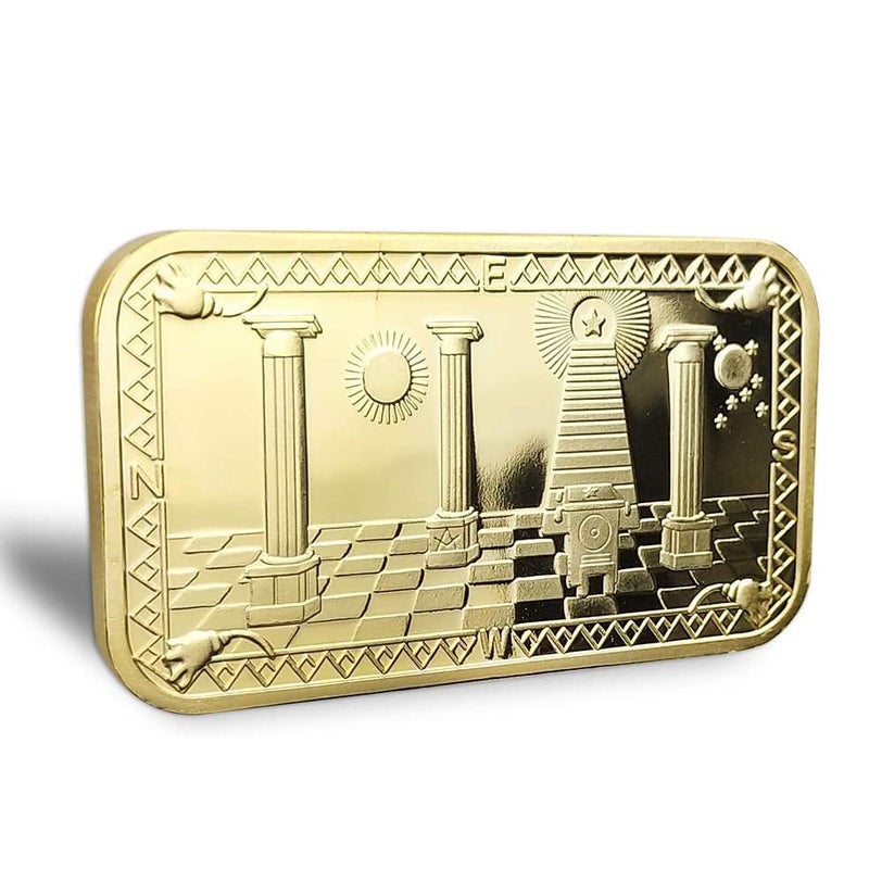 Glamtune Freemason Challenge Coin Masonic Symbol Gold Clad Bar Mason Coin - Image 5