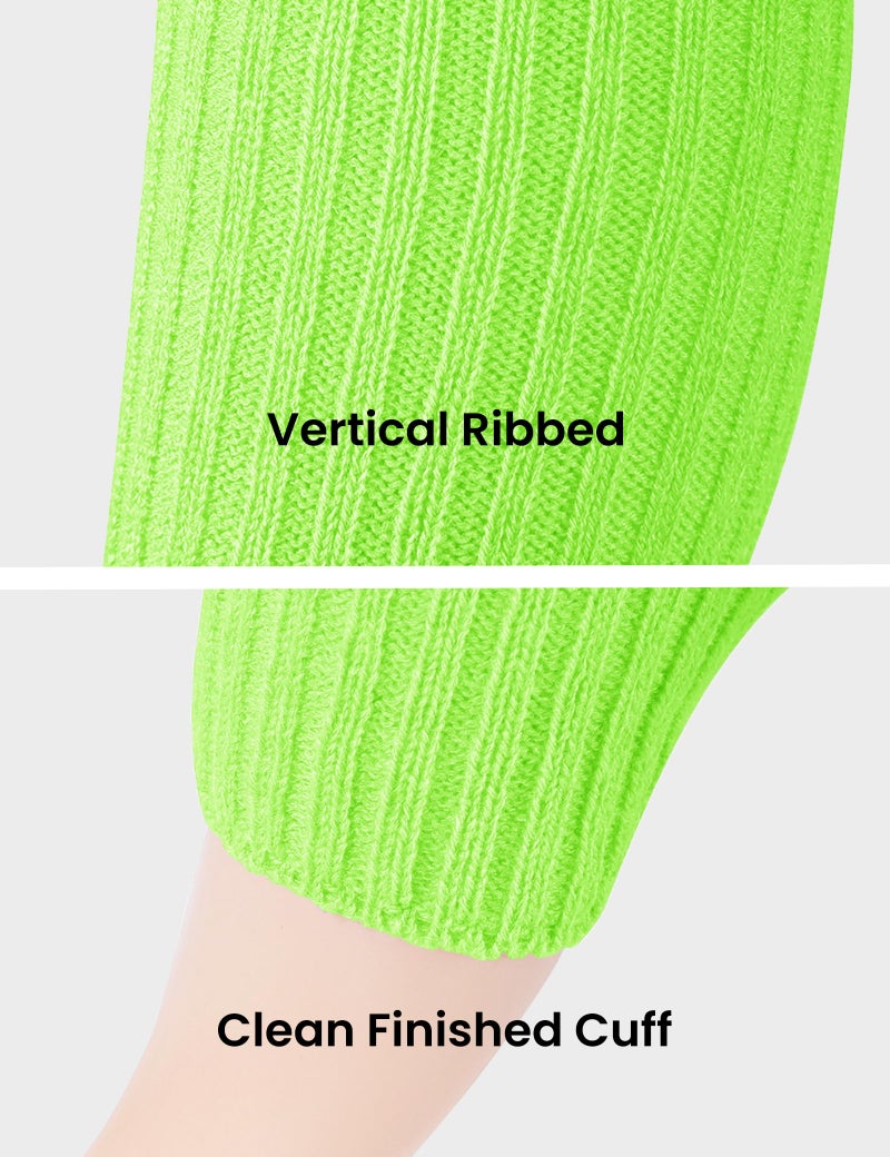 CHUNG Adult Women Juniors Knitted Leg Warmers Neon Party Accessory, FluorescentGreen - Image 4
