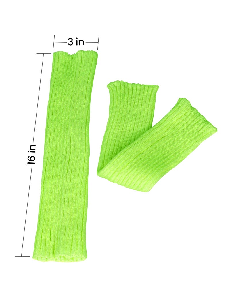 CHUNG Adult Women Juniors Knitted Leg Warmers Neon Party Accessory, FluorescentGreen - Image 1