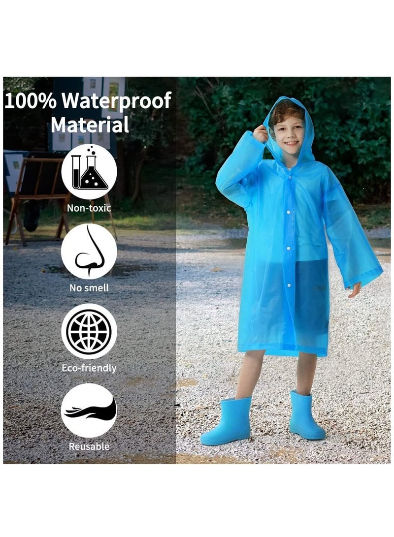 SYOSI Kids Waterproof Rain Coat, EVA Portable Rain Poncho, for Girls Boys Toddler Rainwear Rain Jacket Cape, Reusable Children Raincoat for Outdoor Climbing Cycling Hiking Camping  - Image 3