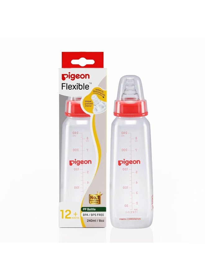 pigeon زجاجة رضاعة بيرستالتية Kpp 240 مل (أحمر) حلمة L، شفافة، مقاس واحد (88088) - Image 1