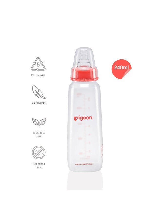 pigeon زجاجة رضاعة بيرستالتية Kpp 240 مل (أحمر) حلمة L، شفافة، مقاس واحد (88088) - Image 2