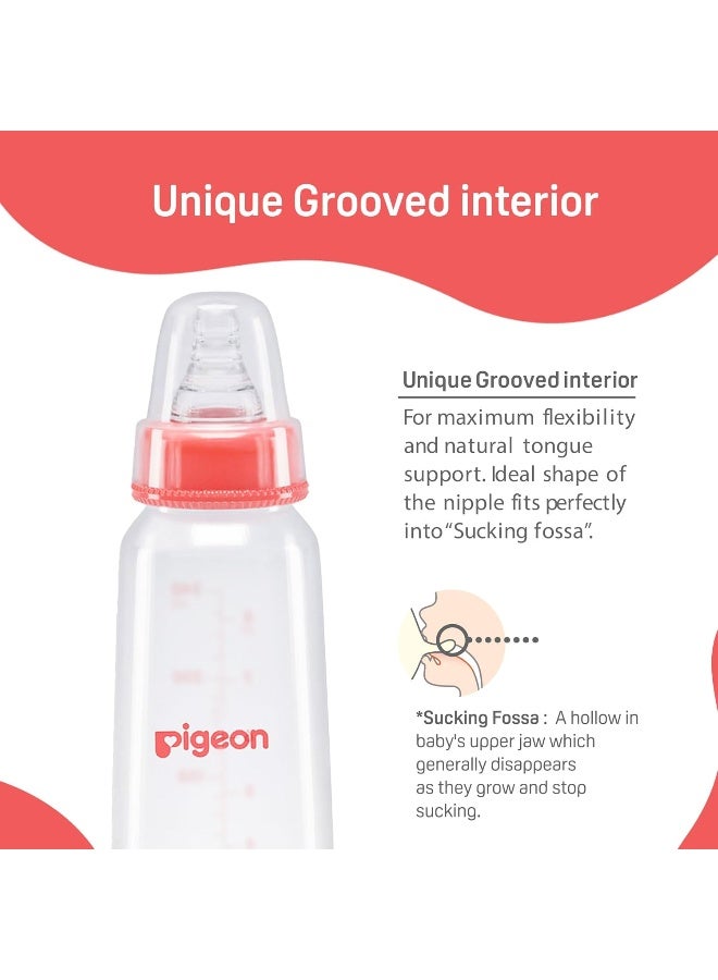pigeon زجاجة رضاعة بيرستالتية Kpp 240 مل (أحمر) حلمة L، شفافة، مقاس واحد (88088) - Image 4