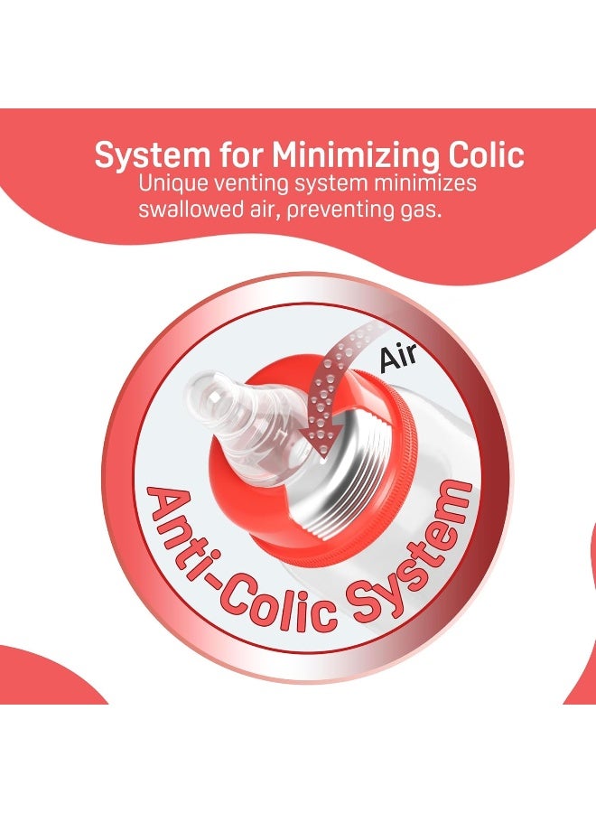 pigeon زجاجة رضاعة بيرستالتية Kpp 240 مل (أحمر) حلمة L، شفافة، مقاس واحد (88088) - Image 3