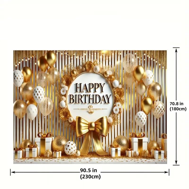 DARSHANAM WORLD Birthday Decoration Backdrop Cloth Curtain (Pack of 1, Size: 5x8 Feet) Background Enhancer Poster,Happy Birthday Sign Theme-(Polyester). (Gold) - Image 2