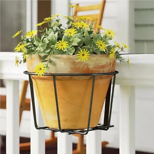 LIVECOOL Airnest Black Metal Round Hanging Flower Pot Holders for Balcony, Garden & Indoor Decor | Sturdy Metal Planter Hangers, Space-Saving Hanging Baskets (Pack of 1) - Image 1