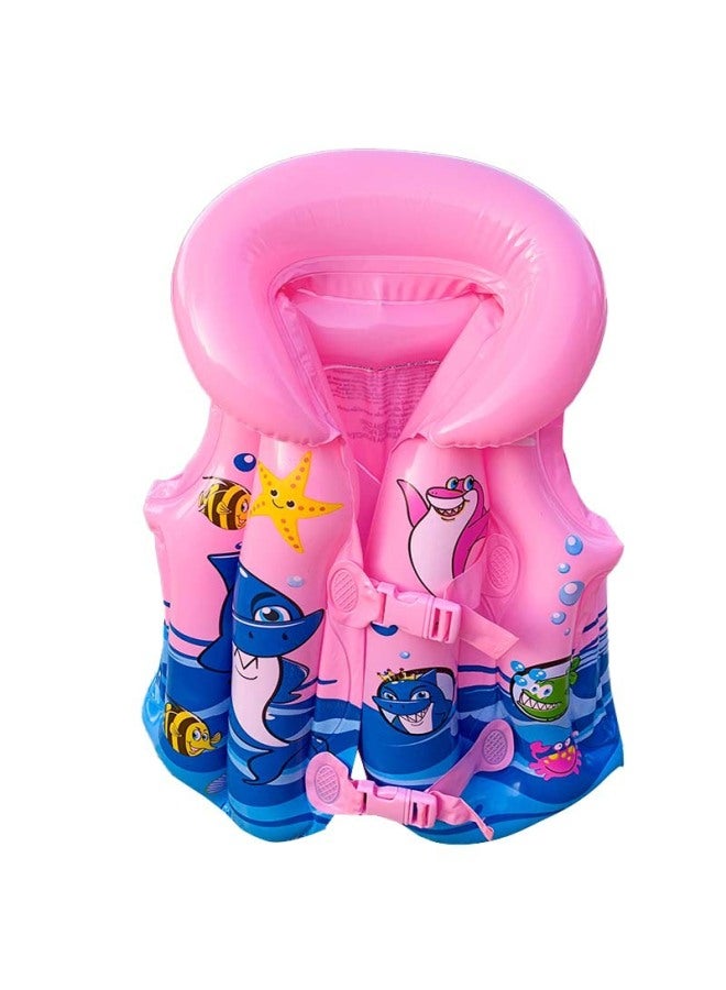 Ocean World Thickened Children's Life Jacket Swimsuit Children's Inflatable Vest Buoyancy Swimsuit Inflatable PVC-Outer Diameter After Inflation:M (suitable For 1-2 Years Old)-Inside Diameter After Inflation:Pink-Sea World Swimsuit