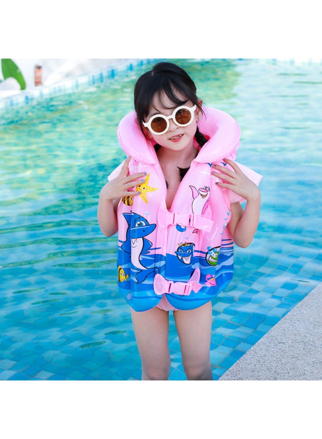 Ocean World Thickened Children's Life Jacket Swimsuit Children's Inflatable Vest Buoyancy Swimsuit Inflatable PVC-Outer Diameter After Inflation:M (suitable For 1-2 Years Old)-Inside Diameter After Inflation:Pink-Sea World Swimsuit