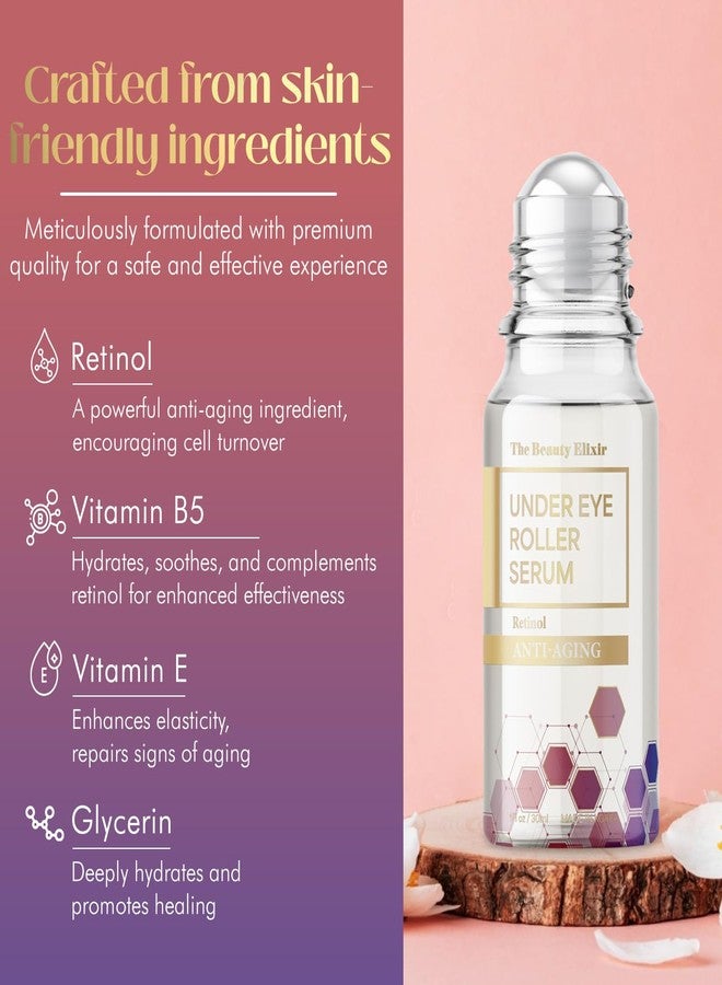 The Beauty Elixir Beauty Elixir Retinol Under Eye Roller Serum - Anti-Aging, Reduces Puffiness & Brightens Eyes - Dermatologist Tested, Clean Beauty & Natural Ingredients for All Skin Types - 1 Fl. Oz - Image 4