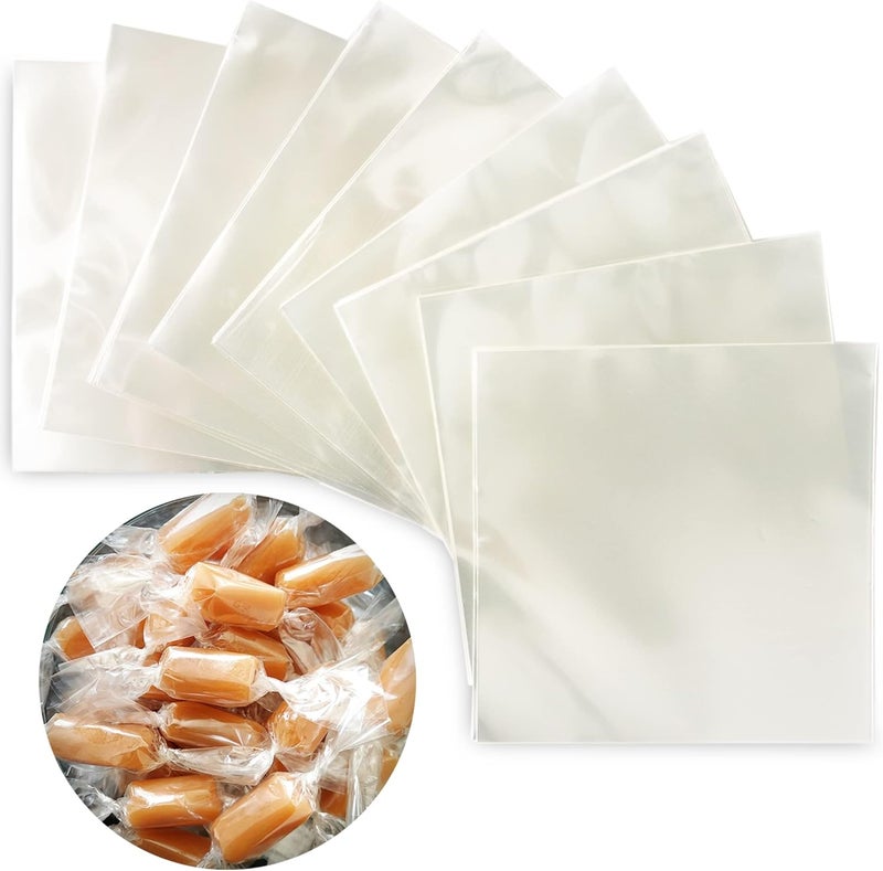 FIESTA WRAPS Clear Candy Wrappers for Caramels (300 Pcs 5 x 5 inches) - Natural Clear Cellophane Wrapper - Candy Wrapping Paper for Caramel, Chocolate, Nougat, and Lollipops - Image 1