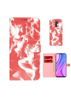 HuHa Case Cover For  Xiaomi Redmi 9 / 9 Prime / Poco M2 Cloud Fog Pattern Horizontal Flip Leather Case with Holder & Card Slot & Wallet Red 
