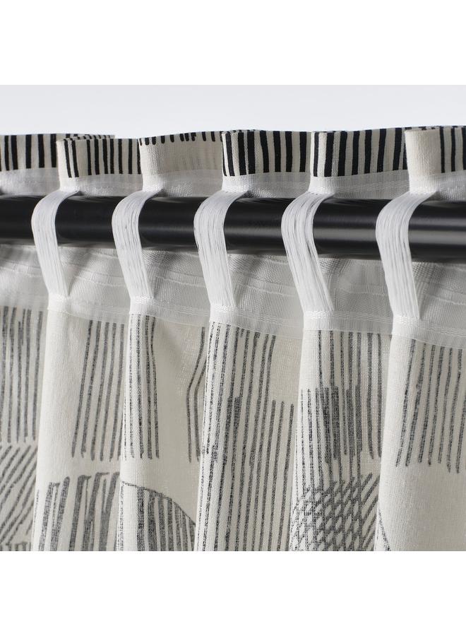 erorex Curtains, 1 Pair, White/Black/With Heading Tape, 145X300 Cm - Image 4