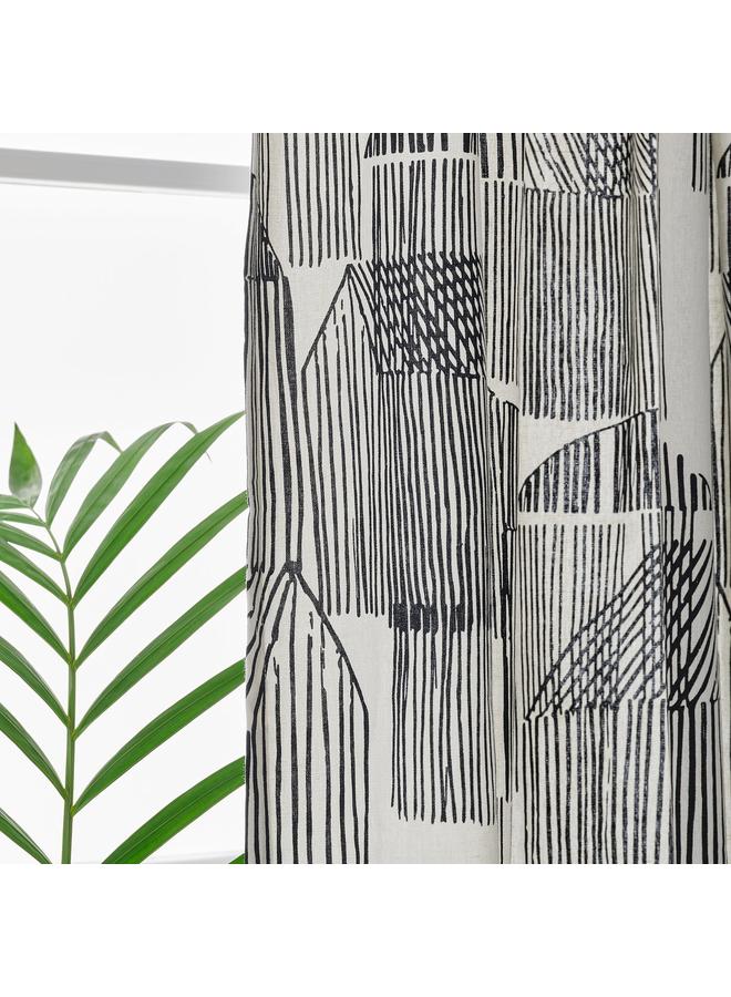 erorex Curtains, 1 Pair, White/Black/With Heading Tape, 145X300 Cm - Image 3