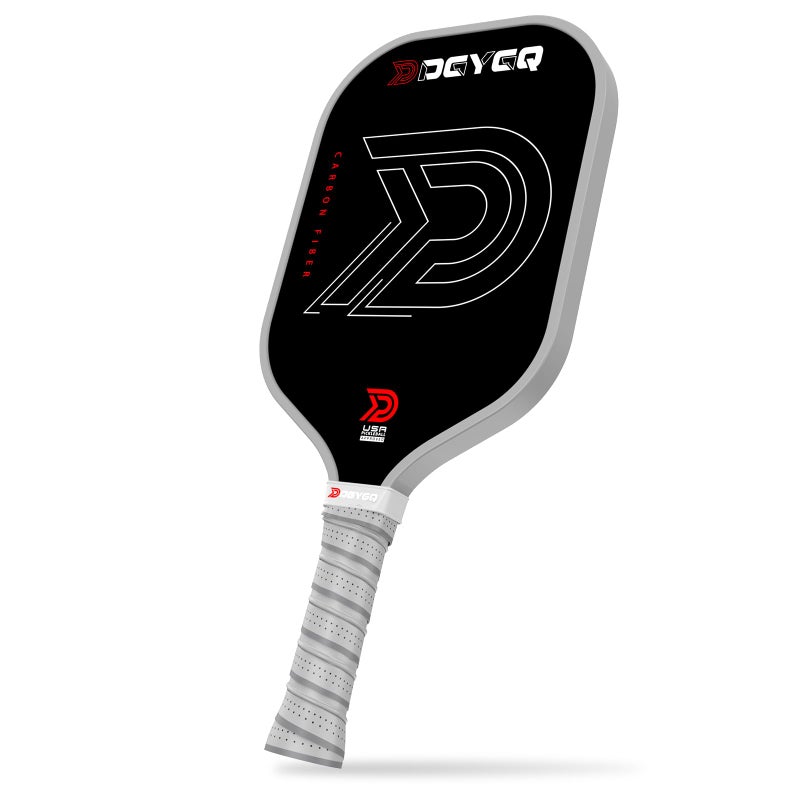 DGYGQ مضارب بيكلبول DGYGQ - مضرب احترافي من ألياف الكربون مع نواة خلوية لمضارب البيكلبول - خفيف الوزن بدقة محسّنة وامتصاص صدمات معزز للكرات ذات الدوران العالي والضربات القوية (رمادي) - Image 1
