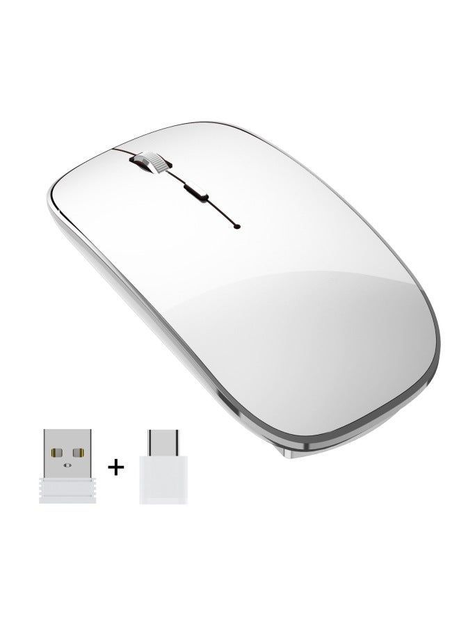 Bluetooth Wireless Mouse For Apple MacBook Air Laptop Pro Tablet Ipad Mouse Mute-Color:2.4g Wireless Mouse (dual Receiver)-white - Image 1
