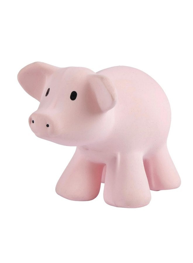 Tikiri My First Farm Animal Pig Natural Rubber Rattle (Pink) - Image 1