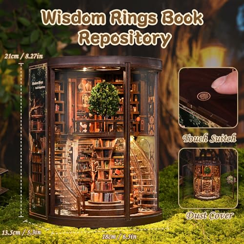 Sagiterra Book NookDIY Miniature Book Nook Kit for Adults and Teens3D Wooden Tiny House for Family and FriendsBookshelf Dollhouse Decor in HalloweenChristmas - Image 5