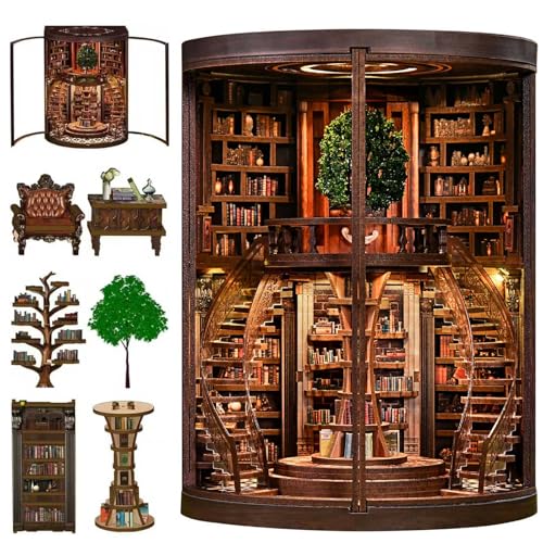 Sagiterra Book NookDIY Miniature Book Nook Kit for Adults and Teens3D Wooden Tiny House for Family and FriendsBookshelf Dollhouse Decor in HalloweenChristmas - Image 1
