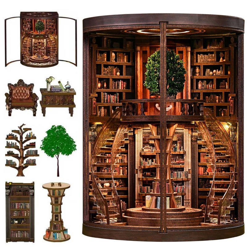 Sagiterra Book NookDIY Miniature Book Nook Kit for Adults and Teens3D Wooden Tiny House for Family and FriendsBookshelf Dollhouse Decor in HalloweenChristmas - Image 3