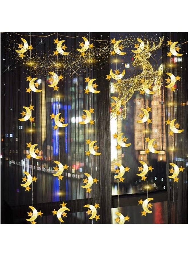 دريمزون سلسلة أضواء رمضان - مصباح الجنية على شكل نجمة القمر لديكور المنزل والمهرجانات ديكور رمضان يعمل بالبطارية - Image 3