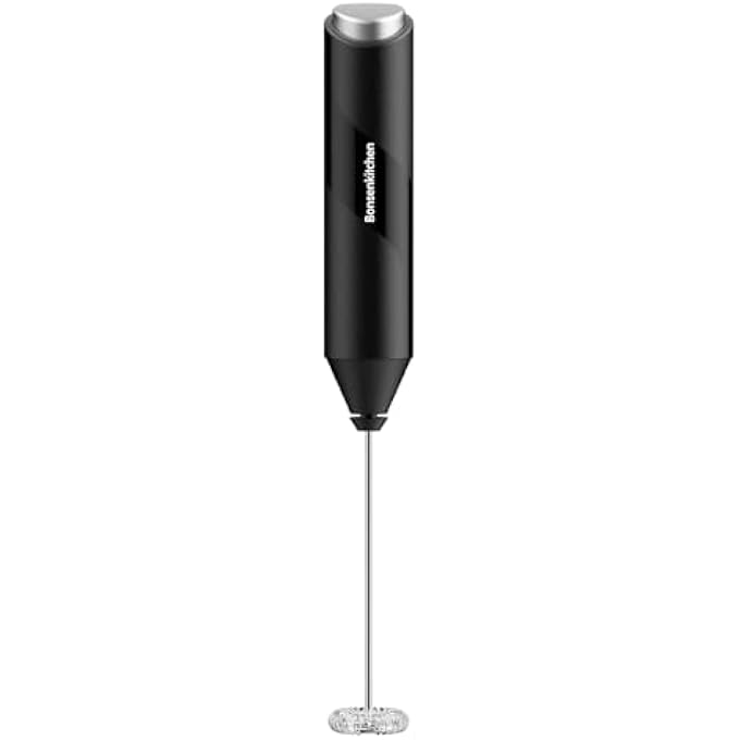 Bonsenkitchen Electric Milk Frother Automatic Milk Foam Maker For Bulletproof Coffee Matcha Hot Chocolate Stainless Steel Whisk Battery Operated Mini Drink Mixer Blender - Image 1