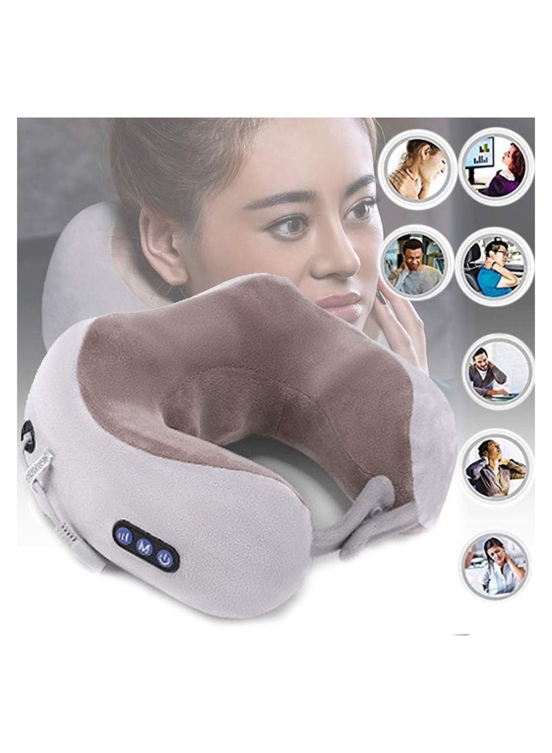 Generic Electric Travel Neck Massage Pillow, U-Shaped Memory Foam Kneading Head & Neck Support Pollow, For Pain Relief, For Airplane, Train, Bus  - Image 1