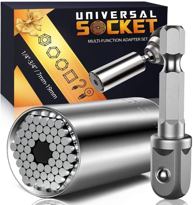 Zaptec Universal Socket Self-Adjusting 7mm-19mm (1/4" - 3/4") with Power Drill Adapter – Multi-Tool for Bolts, Nuts, Fasteners, Home Repair, Vehicle & DIY - Image 1