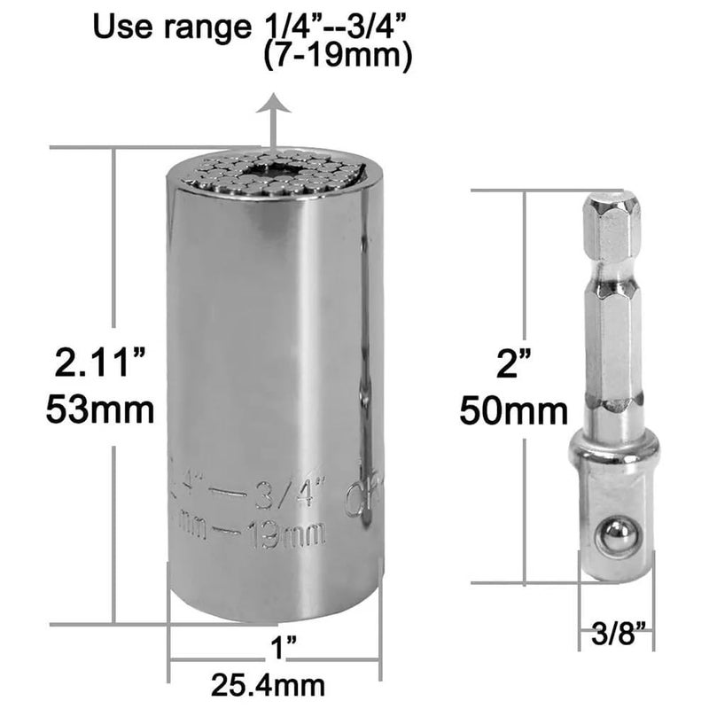Zaptec Universal Socket Self-Adjusting 7mm-19mm (1/4" - 3/4") with Power Drill Adapter – Multi-Tool for Bolts, Nuts, Fasteners, Home Repair, Vehicle & DIY - Image 4