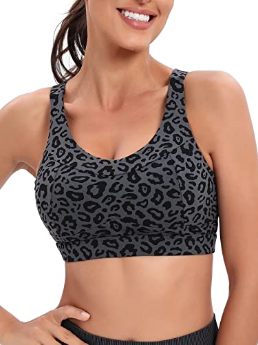 RUNNING GIRL High Impact Sports Bras for Women,Racerback Bra Workout Crop Tops for Women(WX2667 Leopard Print,XL) - Image 2