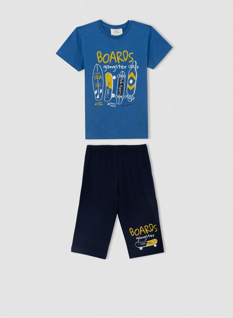 DeFacto Kids Graphic Print T-Shirt And Shorts