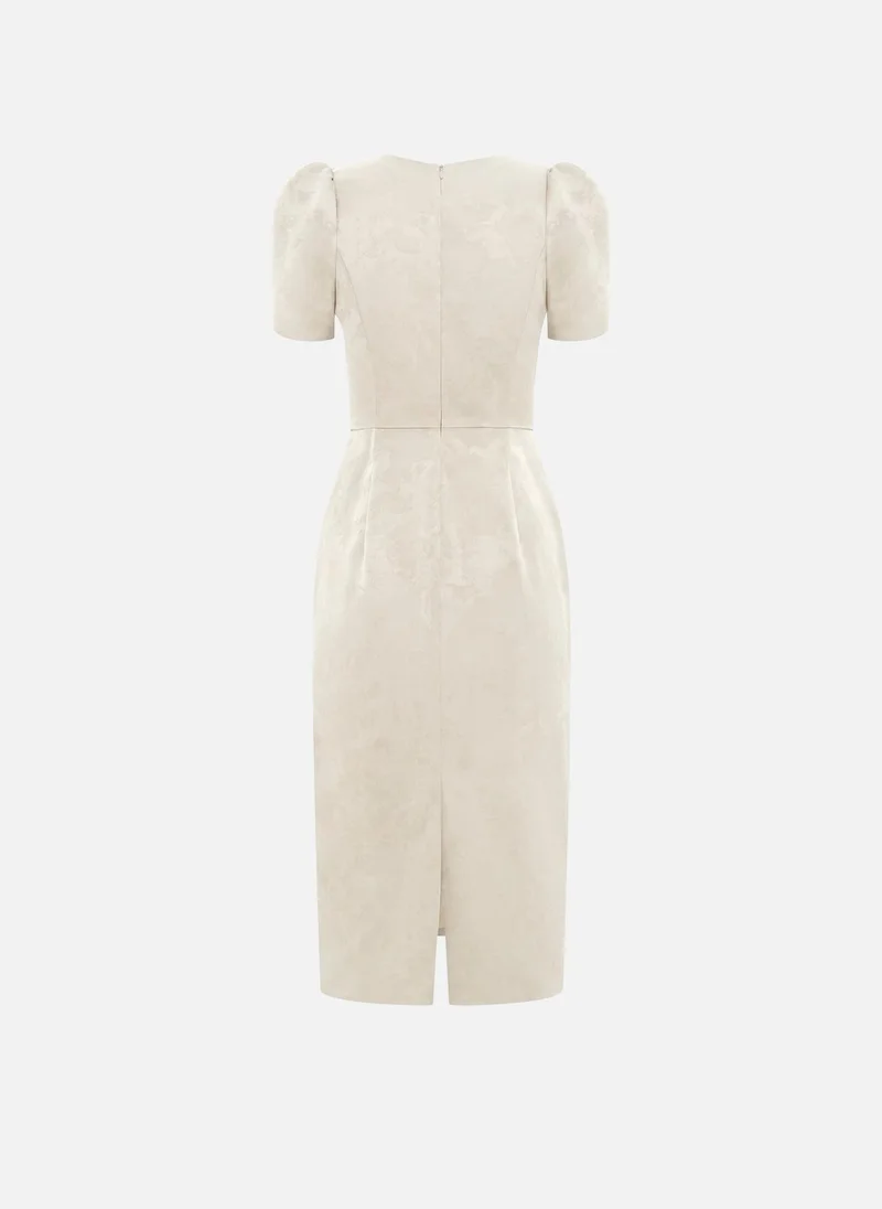 Lichi  Midi dress with voluminous short sleeves and a straight skirt for Women | Best Price UAE